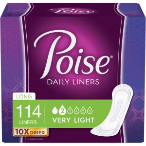 Poise Daily Incontinence Panty Liners, Very Light Absorbency, Long 114 Count