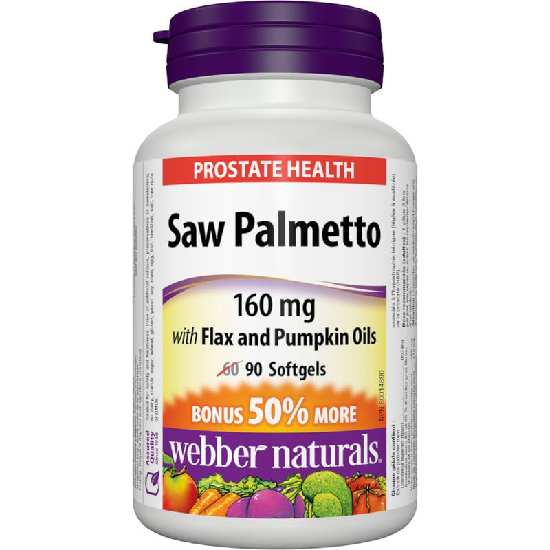 Webber Saw Palmetto 160mg with Flax and Pumpkin Oils - 90 Capsules