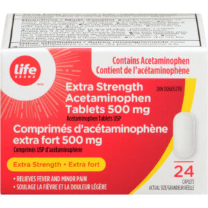 Life Brand LB ACET 500MG Caplets - Extra Strength Acetaminophen Tablets 500mg