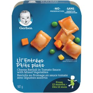 GERBER LIL'ENTRAES Cheese Ravioli in Tomato Sauce & Vegetables 187 g