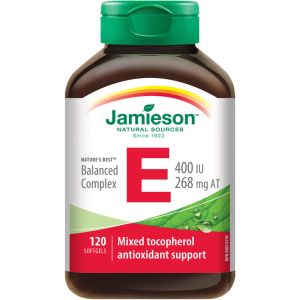 Jamieson Balanced Vitamin E Complex 400 IU Softgels with Mixed Tocopherols 120 Count