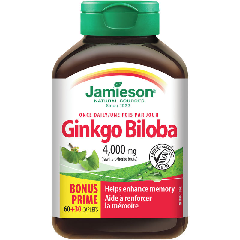 Jamieson Ginkgo Biloba Caplets, 4,400 mg 90 Count
