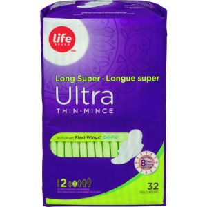 Life Brand Ultra Thin Long Super With Flexi-Wings 32 PK