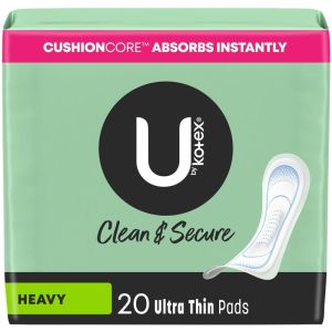 U By Kotex Security Ultra Thin Pads, Heavy Flow, Long, Unscented - 20 Count