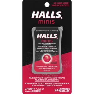 Halls Minis No Sugar Added Cherry Flavour Cough Drops 24 Count