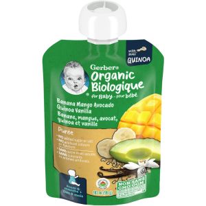 GERBER Organic Toddler Grain Puree, Banana Mango Avocado Vanilla with Quinoa