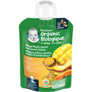 GERBER Organic Toddler Puree Mango Peach Carrot Sweet Potato with Oats