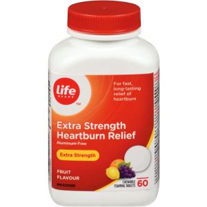Life Brand LB Heartburn Relief ES Fruit 60 TAB - Extra Strength Heartburn Relief