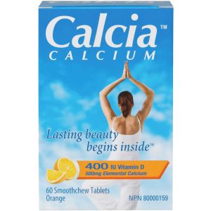 Calcia Calcium with Vitamin D 400IU 500MG Orange Tablets - 60 Count