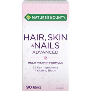 Natures Bounty Hair, Skin & Nails Advanced with Biotin Supplement, Multivitamin Formula 90 Count