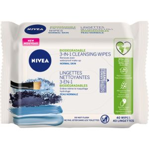 NIVEA Biodegradable 3-in-1 Face Cleansing Wipes for Normal Skin