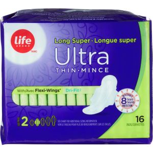 Life Brand Maxi Ultra Thin Long W Wing 16 Pads