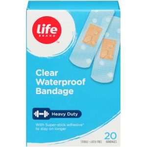 Life Brand Clear Waterproof Bandage, Heavy Duty 20 Count