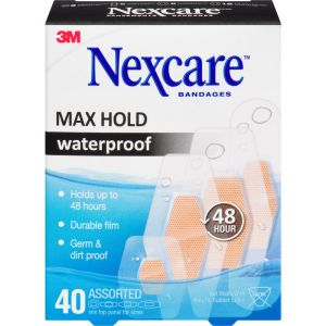 Nexcare Max Hold Waterproof Bandages, Assorted 40 ct Value Pack