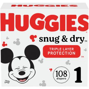 Huggies Snug & Dry Baby Diapers, Size 1, 108 Count