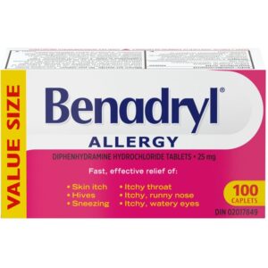 BENADRYL Allergy Medicine, 25mg, Value Size 100 ea