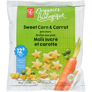 PC Organics Pea Stars Sweet Corn & Carrot Cereal Snack