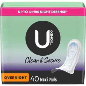 U by Kotex Security Maxi Feminine Pads, Overnight Absorbency, Unscented 40 Count
