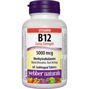 Webber Vitamin B12 Extra Strength 5000 mcg Methylcobalamin Sublingual Tablets