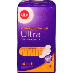 Life Brand Ultra Thin Overnight with Flexi-Wings 28 PK