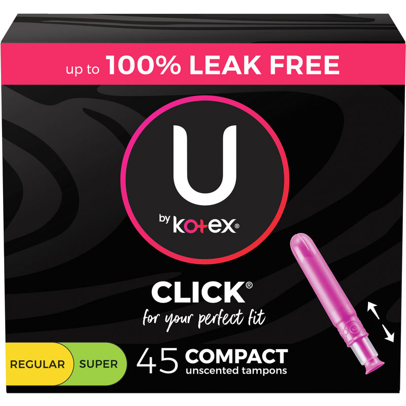 U By Kotex Click Compact Multipack Tampons, Regular/Super, 45 ct
