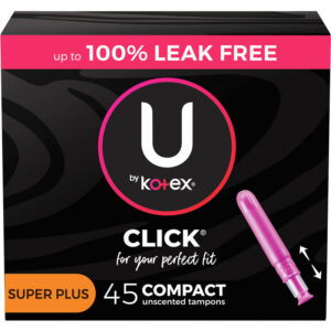 U By Kotex Click Compact Tampons, Super Plus, Unscented 45 Count