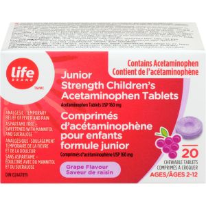 Life Brand LB Jr Childrens Acet Grape 20 ea
