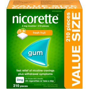 Nicorette Nicotine Gum, Fresh Fruit, 2mg 210 ea