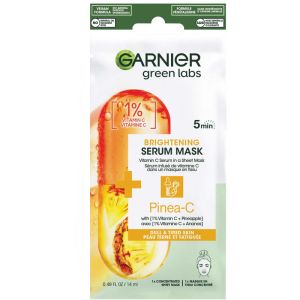Garnier Beauty Serum Sheet Mask with Vitamin C + Pineapple, Brightening Skin Care for Dull & Tired Skin, 1 Tissue Mask (14 mL)