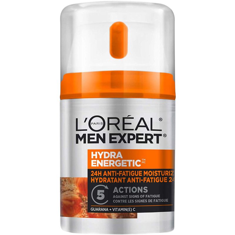 L'Oreal Paris Hydra Energetic 24H Anti-Fatigue Moisturizer Cream with Vitamin C + Guarana for Men - 48 mL