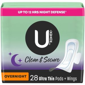 U By Kotex Security Ultra Thin Overnight Pads with Wings 28 Count