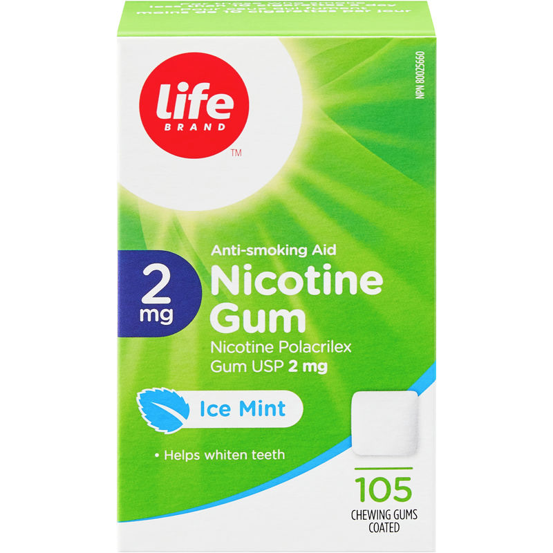 Life Brand LB Nicotine Gum 2mg Ice Mint 105 ea