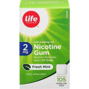 Life Brand LB Nicotine Gum 2mg Fresh Mint 105 ea