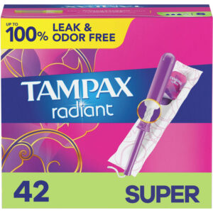 Tampax Radiant Tampons with LeakGuard Braid, Super Absorbency, Unscented 42 EA