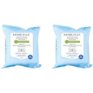 Marcelle Biodegradable Makeup Removing Cleansing Cloths with Recyclable Pouch 50 Wipes