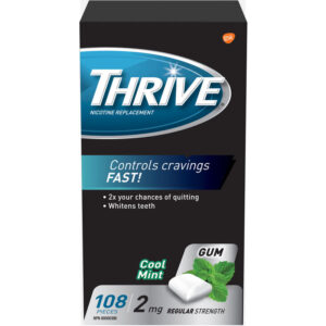 Thrive Gum 2mg Regular Strength Nicotine Replacement Cool Mint 108 Count