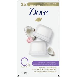 Dove 0% Aluminum Deodorant Stick Refill Kit for 48 Hour Odour Protection Coconut & Pink Jasmine