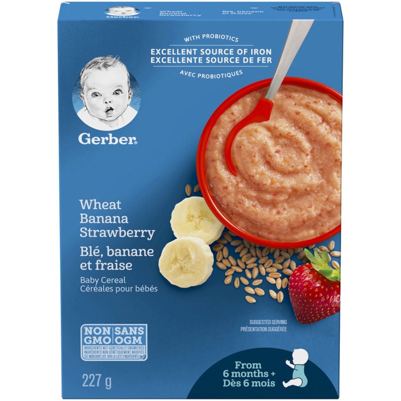 GERBER Stage 2 Wheat Banana Strawberry Baby Cereal 227 g