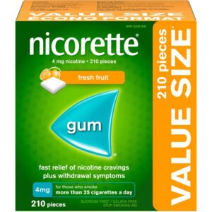 Nicorette Nicotine Gum, Fresh Fruit, 4mg 210 ea