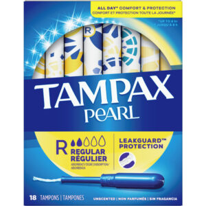 Tampax Pearl Tampons Regular Absorbency, 18 Count