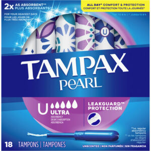 Tampax Pearl Tampons Ultra Absorbency, 18 Count