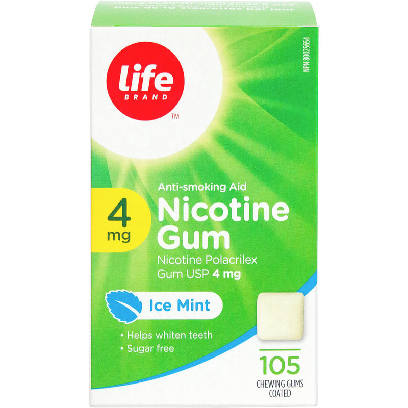 Life Brand LB Nic Gum 4mg Ice Mint 105 ea Nicotine Gum