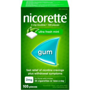 Nicorette Nicotine Gum, 2 mg, Ultra Fresh Mint Flavour 105 ea