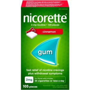 Nicorette Nicotine Gum, 2 mg, Cinnamon Flavour 105 ea