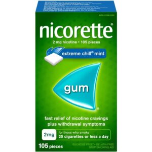 Nicorette Nicotine Gum, 2 mg, Extreme Chill Mint Flavour 105 ea