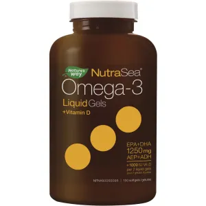 NutraSea NutraSea+D Omega-3 Liquid Gels, Fresh Mint 150 Count