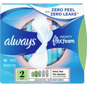 Always Infinity FlexFoam Pads for Women Size 2 Heavy Flow Absorbency with Wings