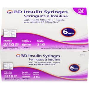 BD Ultra-Fine 0.3ML 31G 6MM Syringe 100 ea