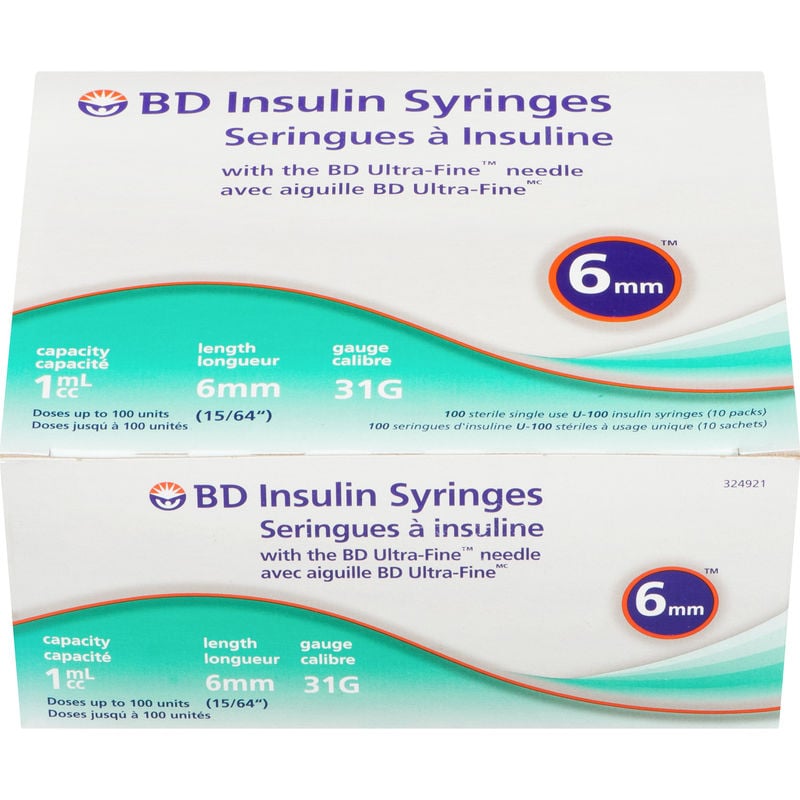 BD Ultra-Fine 1.0ML 31G 6MM Syringe 100 ea