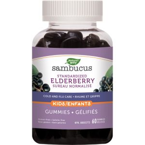 Nature's Way Sambucus Kids Cold and Flu Care Gummies with Elderberry, Vitamin C and Zinc - 60 Count